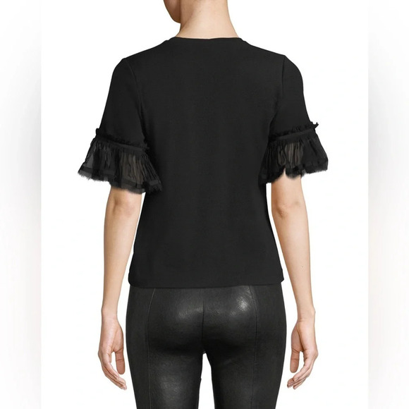 Alexis Tera Flutter Sleeve Crew Neck Combo Tee Black - Picture 2 of 8